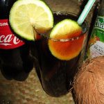 Close up of a Cuba Libre cocktail.
