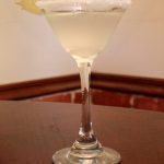 A Lemon Drop cocktail in a small Martini glass.