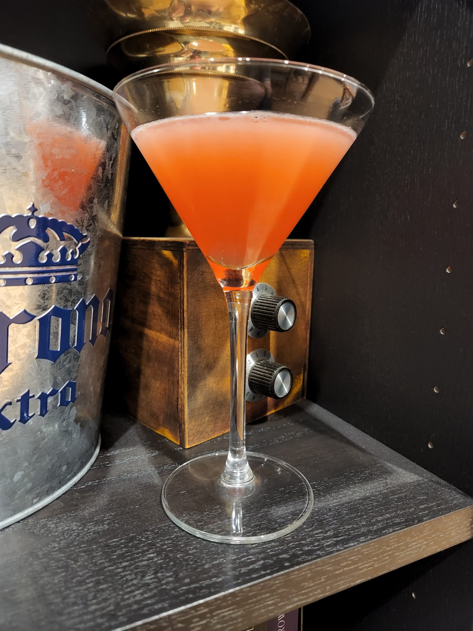 A Ward Eight cocktail in a Martini glass.