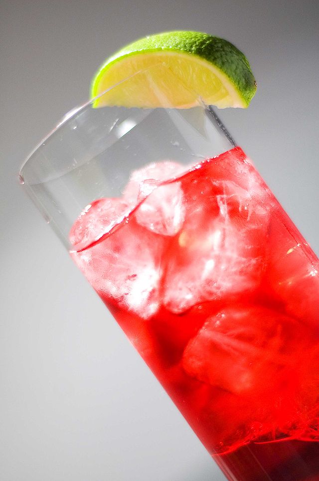 A Woo Woo cocktail pictured at an unusual angle.
