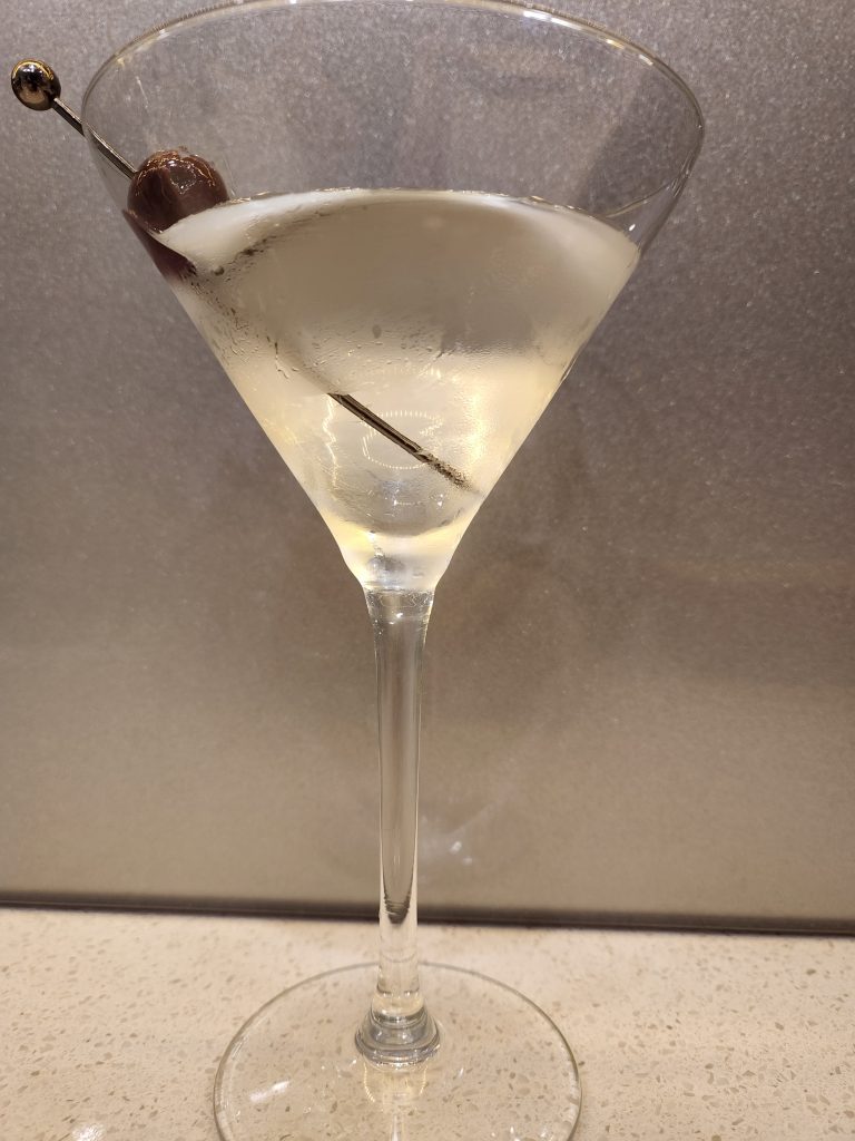 A Gin Martini in a Martini glass.