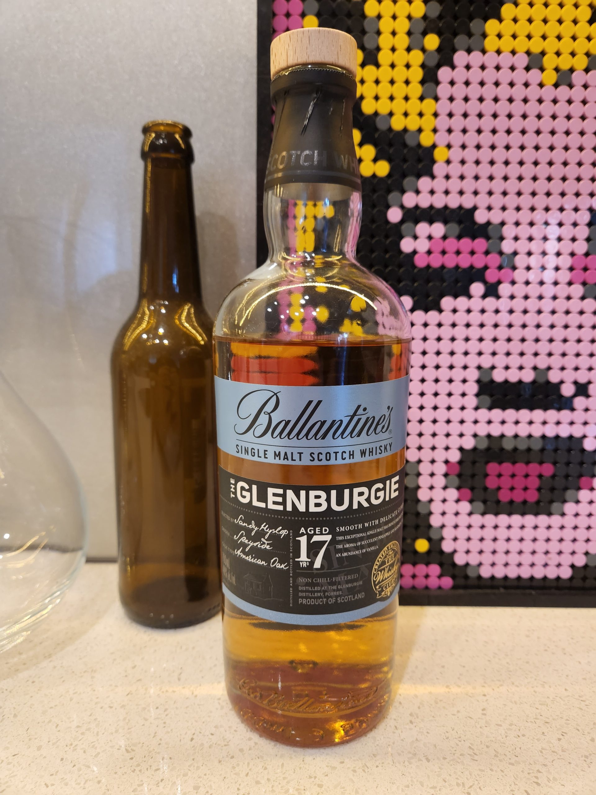 A bottle of Glenburgie Scotch whiskey.