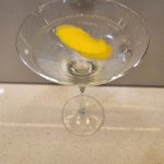 A Vesper Cocktail photographed from above.