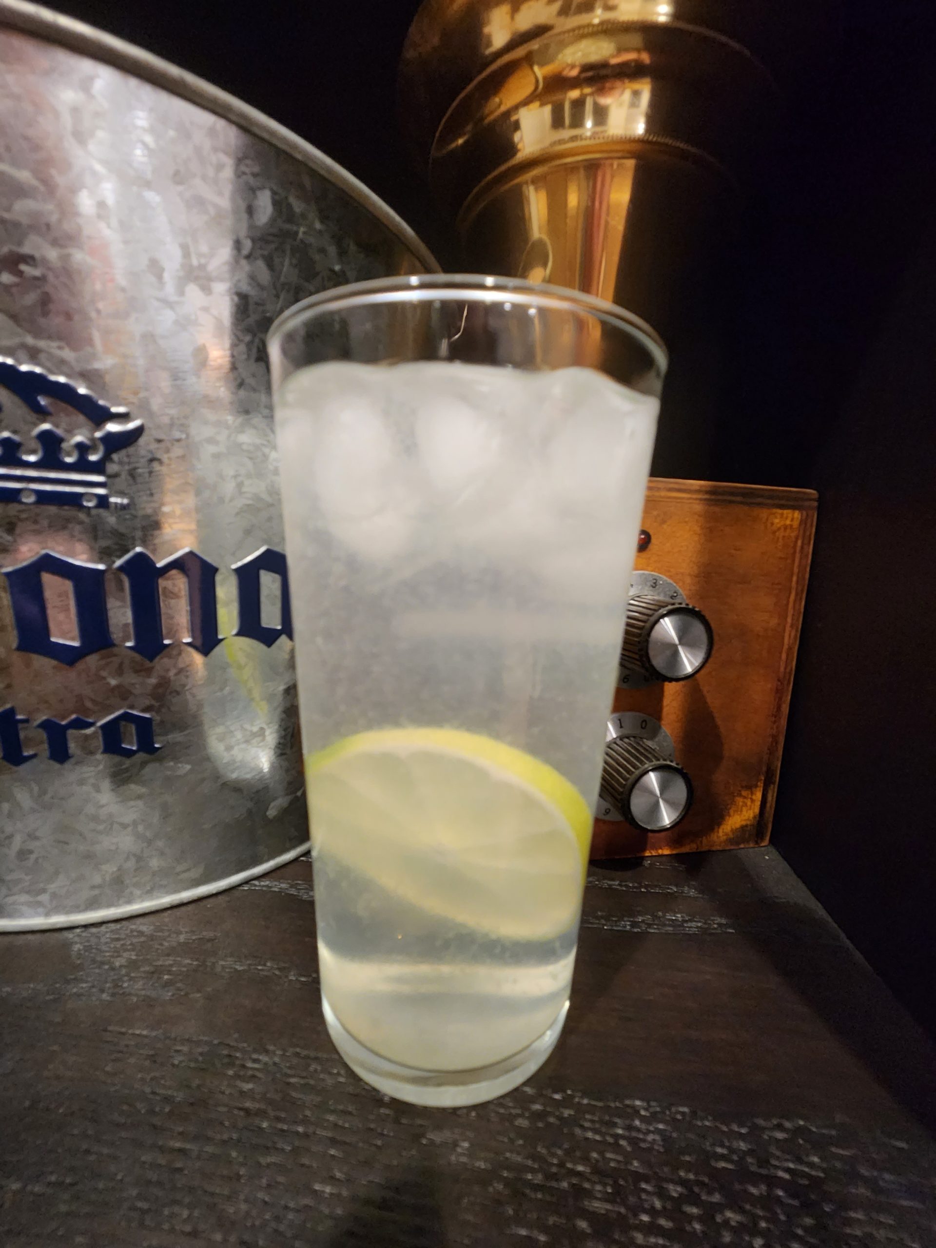 A Gin Rickey cocktail.