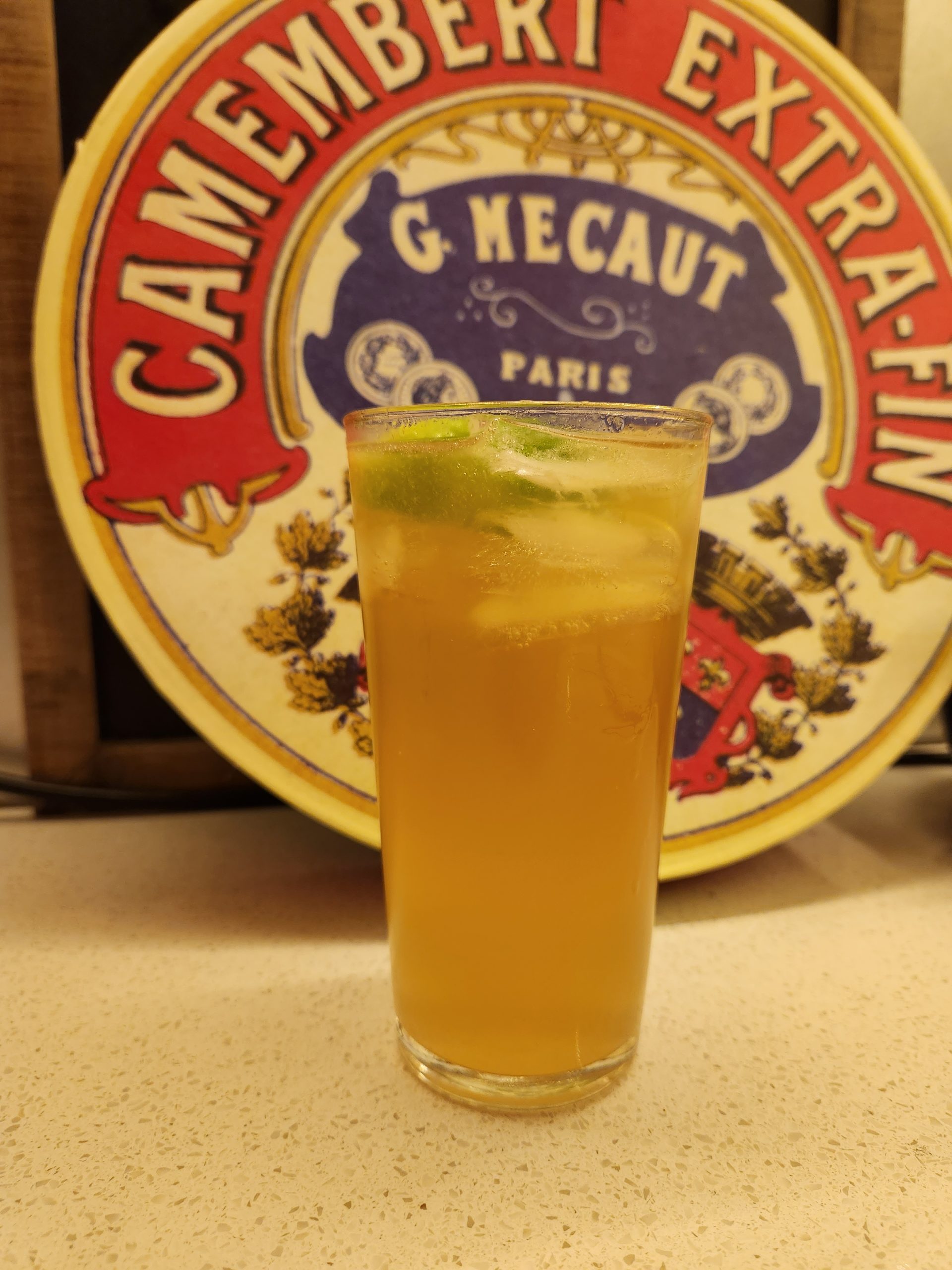 A Dark and Stormy cocktail.