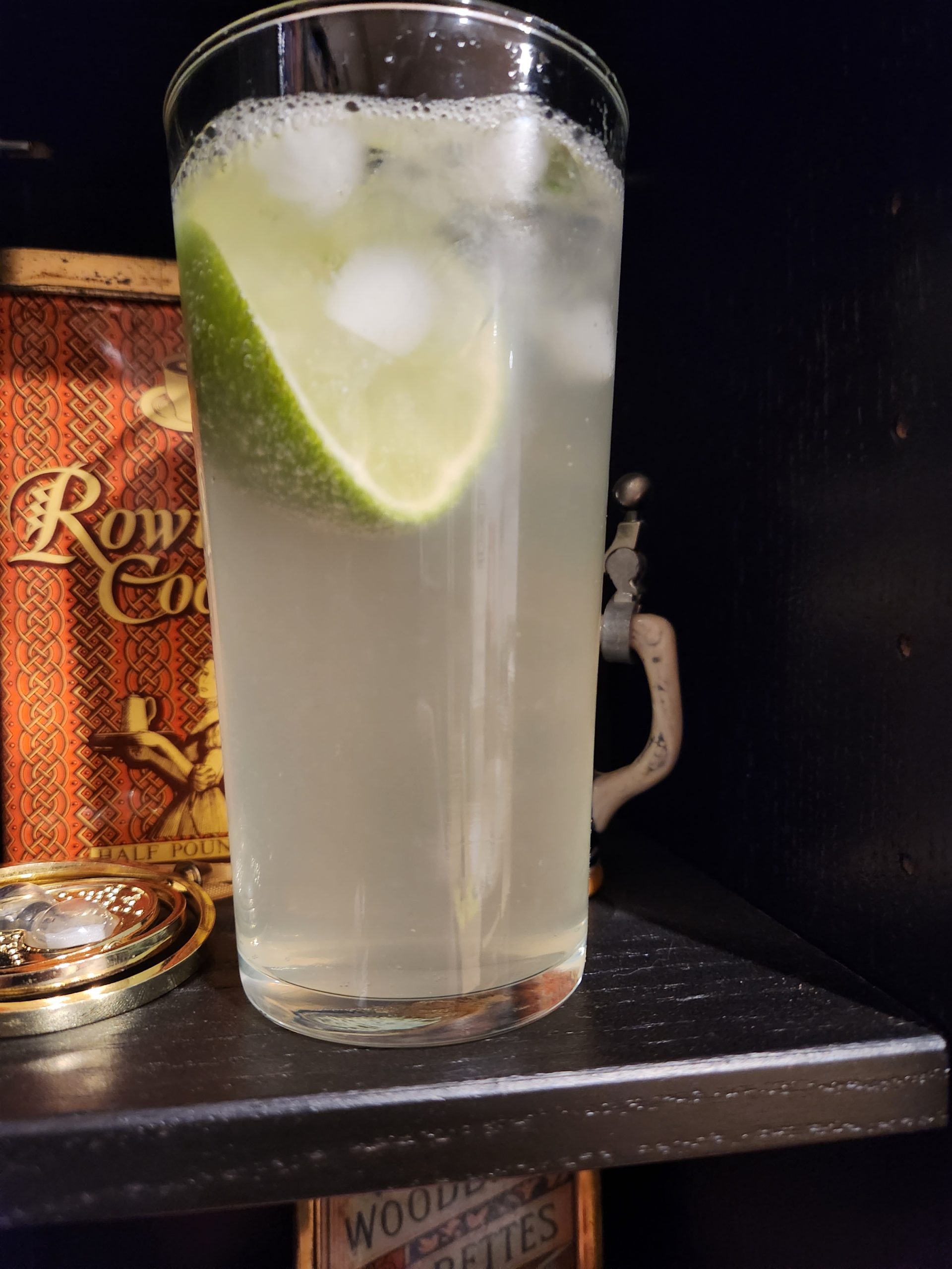 A Mexican Mule cocktail in a highball glass.